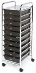 Seville Classics Rolling Utility Organizer Storage Cart, for Home Office, School, Classroom, Scrapbook, Hobby, Craft, 10 Drawer, Black