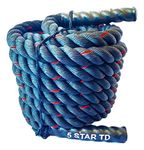 X-Factor Battle Rope, 1.5” Diameter 100% Poly Dacron 40 FT Length Exercise Equipment Home Gym & Strength Training Cardio Workout Fitness, Exercise Rope Crossfit, Anchor, Protective Sleeve, Black/Red