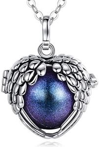 EUDORA Harmony Bola Ball Vintage Angel Wing Chiming Spheres, 18mm Pregnancy Locket Necklace for Mother, Women, Lucky Wishing Ball, 35" Chain, Metal Copper