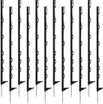 Sintuff 50 Pack Electric Fence Posts, 40 Inch Plastic Step in Fence Posts, Heavy Duty Sturdy Fence Posts for Farm Garden Yard Temporary Outdoor Wire Fencing(Black)