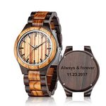 Engraved Wooden Watch for Men Christmas Birthday Wedding Anniversary Valentines Father Day Groomsmen Retirement Gifts Idea Wood Wrist Watch