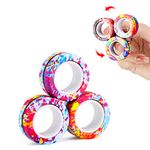 MengRan Magnetic Rings Fidget Toys, Anxiety Relief Fidget Spinners, ADHD Magical Finger Ring Toy Sets, Fidget Magnet Rings Pack Great Gift for Adults Teens Kids (3 PCS/Pack)