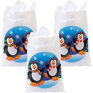 Fun Express - Plastic Penguin Bags (50pc) for Christmas - Party Supplies - Bags - Plastic Bags - Christmas - 50 Pieces