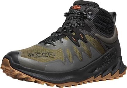 KEEN Men's Zionic Mid Height Waterproof All Terrain Hiking Boots, Dark Olive/Scarlet Ibis, 13