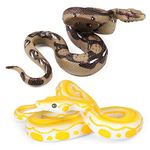 2pcs Realistic Fake Snakes Toy Rubber Snake Figure for Halloween Prank Props Fake Snake Scare Birds and Squirrels, Boa Constrictor Figurines (Pack of 2)