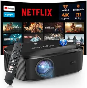 4K Projector with Wifi and Bluetooth, ELEPHAS Outdoor Movie Projector with NETFLIX/Prime Video/YouTube Built-in, 100,000+ Apps Supported, Video Projector Compatible with HDMI/USB/iOS/Android/Windows