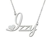 Stainless Steel Silver Izzy Name Necklace Love Heart Charm Necklace Best Friends Mother Day Jewelry