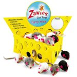 Zanies TP20116 Cheese Wedge Display Boxes, 60 Furry Mice Toys for Cats