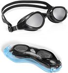 TOPLUS Swimming Goggles, No Leaking Anti Fog UV Protection Swim Goggles Soft Silicone Nose Bridge for Men, Women, Junior, Kids (Black&gey)