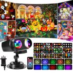 ECOWHO Halloween Christmas Projector Outdoor Lights 2-in-1 Xmas LED Snowflake Projector with Remote Control Timer, 12 Non-Fading Slides Patterns & 10 Ocean Waves IP44 Waterproof Holiday Decoration