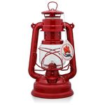 Feuerhand Outdoor Hurricane Oil Lantern 276 - German-Made Since 1893, Paraffin Lamp with Galvanized Steel, Rust-Resistant, Kerosene Lantern, 300ml Tank 20 Hour Burn, Safe Hanging, Ruby Red