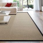 iCustomRug Zara Synthetic Sisal Area Rug with Accent Border, Softer Than Natural Sisal, Stain Resistant and Easy to Clean, 3' x 4' Black