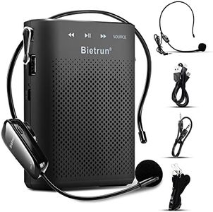 Bietrun 20W Wireless Voice Amplifier for Teachers with Wireless Microphone Headset, Portable Rechargeable(Work of 6 hrs)Loud Bluetooth PA Speaker with Wired Mic Headset for Teaching, Coach, Instructor