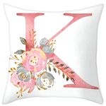 Eanpet Throw Pillow Covers Alphabet Decorative Pillow Cases ABC Letter Flowers Cushion Covers 18 x 18 Inch Square Pillow Protectors for Sofa Couch Bedroom Car Chair Home Decor (K)