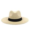 Zylioo Straw Panama Hats for Petite Size Small Summer Fedora Beach Sun Hat Little Wide Brim UV Holiday Hat