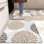 HEBE Anti Fatigue Kitchen Rug Sets 2 Piece Non Slip Kitchen Mats for Floor Cushioned Kitchen Rugs and Mats Waterproof Comfort Standing Mat Runner for Kitchen, Office,Sink,Laundry,Brown 17"x59"+17"x28"