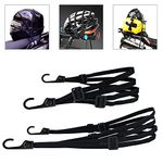 Aibeli Motorcycle Luggage Straps, Bike Rack Straps, Bungee Cords with Hooks, Bungee Straps with Hooks, Bundy Cord with Hooks, Elastic Straps with Hooks (2 Strips (Black), 60cm + 90cm)