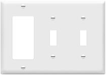 ENERLITES Combination Double Toggle/Single Decorator Rocker Outlet Wall Plate, Standard Size 3-Gang Light Switch Cover(4.5" x 6.38"), Polycarbonate Thermoplastic, UL Listed，881231-W, White, Two One