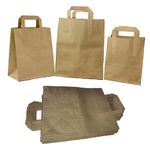 25 Small Brown Paper Bags With Handles -7x8.5x3.5”- Food Grade Kids Sandwich Bags - Ideal Carrier Bags For Lunch, Takeaway Deli’s Bakery Or Craft Fairs - Perfect Seasonal Celebrations Party Gift Bags