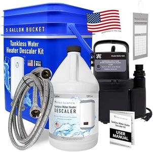 Allied Science Tankless Water Heater Flushing Kit with Square 5-Gallon Bucket, Steel Hoses, 1/6 HP Pump, and Gallon Eco-Friendly Descaler