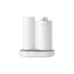 Brabantia - SinkStyle Soap Dispenser Set with 2 Stylish Dispensers for Hand and Dish Soap, Textured Tray, and Soap Squeezer – Mineral Fresh White, 2 x 200 ml