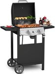 Propane Gas Grill 21000 BTU with 2-Burner,325 sq.in. Outdoor BBQ Grill for Barbecue Cooking with Top Cover Lid,Wheels,Side Storage Shelves,Barbeque Stove for Patio Garden Camping,Black