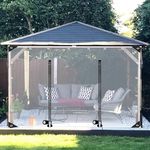 Gazebo Transparent Side Panels,Outdoor Waterproof Clear Tarp Curtains With Zip Door,0.3mm Pvc Plastic Tarpaulin,Partition Curtain Tarpaulin With Grommets,for Pergola Patio,W×H-3.5×2.1m(11.5 * 6.9ft)