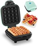 BONIRY Mini Waffle Maker 4.5 Inch Cooking Surface - 420 Watts | Stainless Steel Non-Stick | Electric Iron Machine for Individual Belgian Waffles, Pan Cakes, Paninis or Other Snacks Sticks (BLUE)