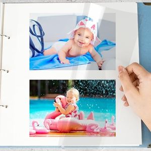 Yopih Refill Pages for 3 Ring Binder Photo Album - Self Adhesive, Compatible with 2x3, 4x6, 5x7, and 8x10 Photos or Recipe Cards