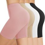 SIHOHAN 4 Pack Women Anti Chafing Shorts Smooth Under Dress Shorts Comfy Seamless Chub Rub Shorts for Yoga(Black/White/Nude/Pink, L)