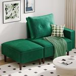 DWVO Modular Sectional Convertible Sofa for Small Space, Flexible Combination Corner Couch with Ottoman, Modern Velvet Fabric Loveseat for Apartment Sleeping Room Living Room, Left Armrest, Green