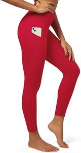 IUGA Fleece Lined Leggings with Pockets for Women Thermal Leggings for Women High Waisted Yoga Pants Winter Workout Leggings Bright Red