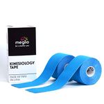 Meglio Kinesiology Tape - Uncut 5m Roll Sports Tape Strapping for Injuries, Support Muscle Tape, K Tape, Physio Tape, Trans Tape, Athletic Tape, Breathable & Waterproof | (Blue) 2 Rolls