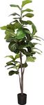 SAKSUN Artificial Fiddle Leaf Fig Tree 6FT Tall Faux Ficus Tree Lyrata Plant with Faux Leaves Fig Silk Tree for Indoor Outdoor House Home Office Garden Decor