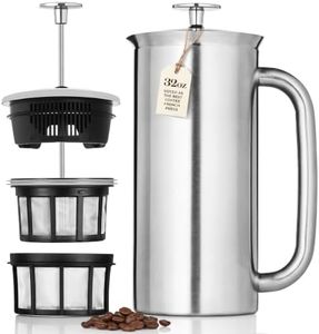 ESPRO P7 French Press, 32oz, Brushed, Stainless Steel Coffee Maker