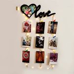 VAH- Kya Bat Hai !! photo wall hanging, memories wall hanging, hanging photo frames for wall decoration, photo frames for wall decoration with light (1 LED, 1 Tap & 12 Wooden Clips)