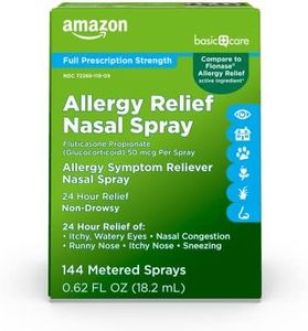 Amazon Basic Care 24-Hour Allergy Relief Nasal Spray, Fluticasone Propionate (Glucocorticoid), 50 mcg, Full Prescription Strength, Non-Drowsy, 0.62 fl oz (Pack of 1)