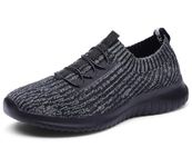 TIOSEBON Women's Lightweight Casual Walking Athletic Shoes Breathable Running Slip-On Sneakers for Jogging Workout 13 US Deep Gray-Black