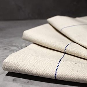 Pegasus Textiles | Heavy-Duty Oven Cloth | Heat Resistant | Pack of 10 | Colour - Beige with Blue Stripe | Restaurant, Bar, and Catering | 100% Cotton