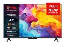 TCL 43V6BK 43-inch 4K Ultra HD, HDR TV, Smart TV Powered by Android TV (Dolby Audio, Voice Control, Compatible with Google Assistant, 2024 New Model)