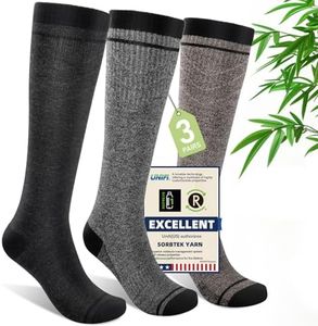 Iambamboo Mens Compression Socks for Men Women (3 Pairs) 15-20 mmHg Bamboo Viscose Knee High Sock for Travel S/M (Dark Gray&Light Gray&Khaki)