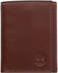 Timberland mens Leather Trifold Wallet With Id Window, Cognac, One Size