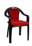 PETALS Royal Plastic Chair with Cushion | Fiber PVC Chair for Home Living Room/Office/Outdoor/Garden/Patio/Balcony/Visitor | Armchair | Bearing Capacity 150kgs, Black