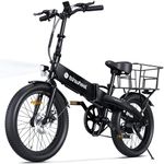 isinwheel U5 Electric Bike Adult 500W with Rear Basket, 20" Folding Bikes, 20MPH Max Range 45+ Mile, 48V Removable Battery, Weighs Only 48.5lbs, Suitable for Leisure Riding&Commuting (Black)