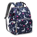 Bumtum Baby Diaper Bag for Mothers | Spacious Waterproof Backpack with Multiple Pockets to Easily Organise Baby Essentials, Various Sized Pockets (Unicon Print, Navy Blue)