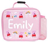 Peppa Pig - Kids Lunch Bag - Personalised Peppa Design Insulated Lunch Box - Large Container + Bottle Holder - Carry Handle - Thermal Lunch Box Kids