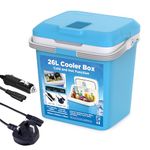 Electric Cooler Box of 26L | Large Cool Box Powered By 12V In-Car Cigarette Lighter Socket or UK 3 Pin Plug | Camping | Picnics | Car | Home | Cooler Fridge | Heat Function