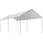 Outsunny 3 x 6m Heavy Duty Carport Garage Car Shelter Galvanized Steel Outdoor Open Canopy Tent Water UV Resistant Waterproof, White