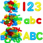 67 Pcs Plastic Practice Set Transparent Letters and Numbers Include Uppercase Letters Lowercase Letters and Numbers Colorful Plastic Letters and Numbers for Kids Counting and Spelling, Ages 3+