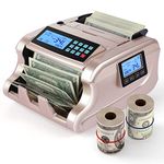 MUNBYN IMC06 Money Counter Machine, Rose Gold Money Counter Has 3 Screens, 5+ Detection UV/MG/IR/DD/MT Count Value of Bills, Add with Batch Mode Cash Counting Machine, 1500 Bills/Min, Luxury Gold